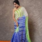 Mint Green & Blue Shaded Lehariya Saree | Sequin Work | Jaipurio Designer Collection